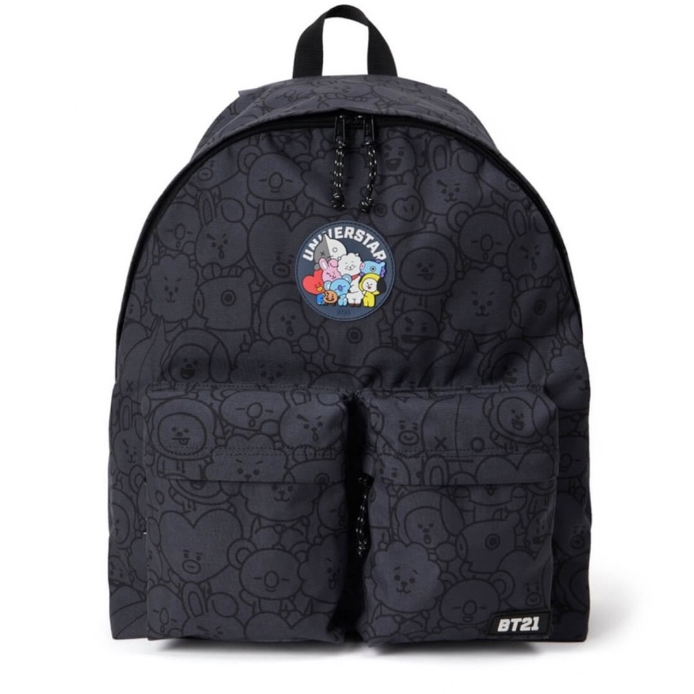 BTS BT21 20 Heart Waggle Waggle Two Pocket Backpack Laptop Holder